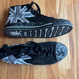 T.U.K. Creeper D-Ring Interlace Sneaker Shoes Black Suede Punk Goth Mens 8 Skate
